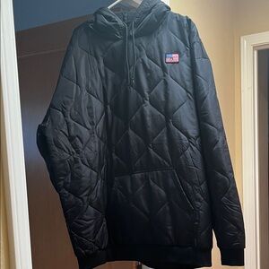 Black Quilted Hooded Jacket